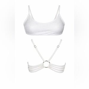 White Strappy Back Bralette 🤍 O-Ring Detail | SIZE LARGE | Hot Girl Minimal